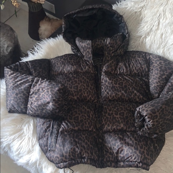 American eagle cheetah print puffer jacket sz xs - Picture 4 of 11